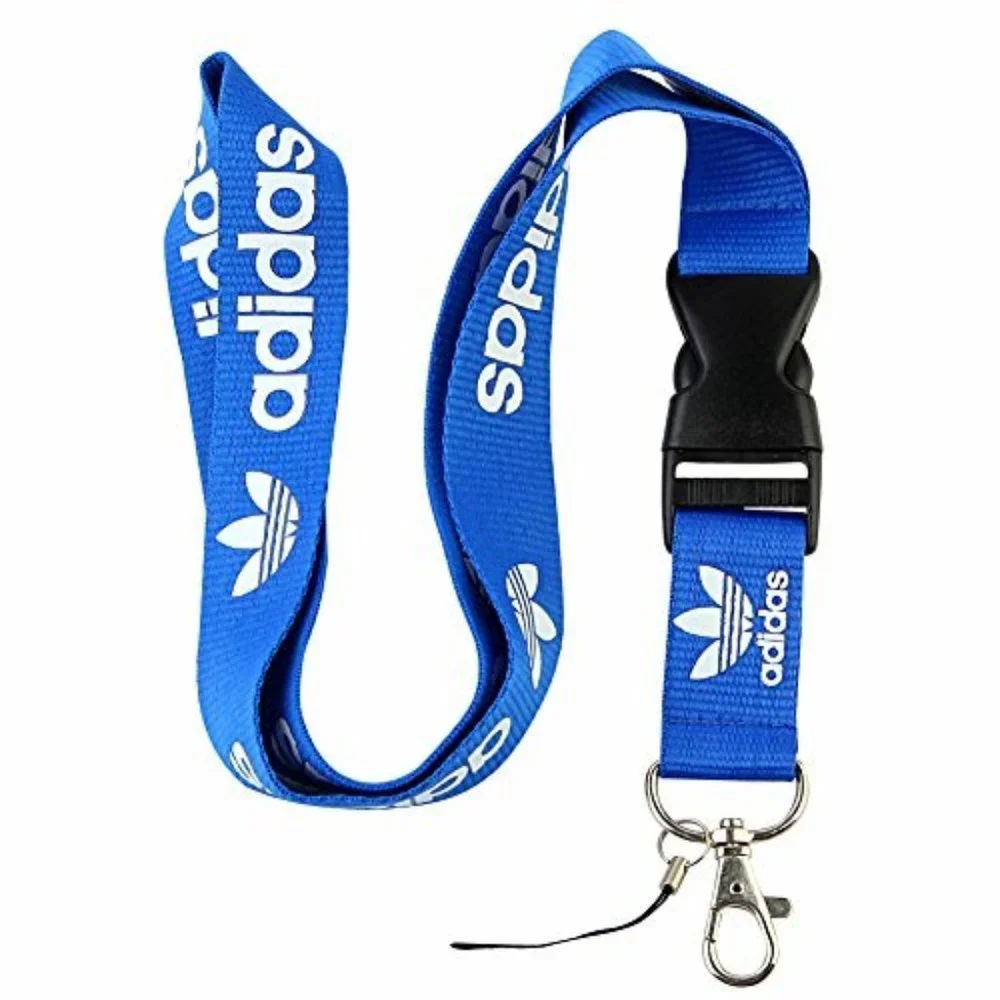 Universal Adidas Lanyard Keychain ID Badge Holder quick release Blue White Logo
